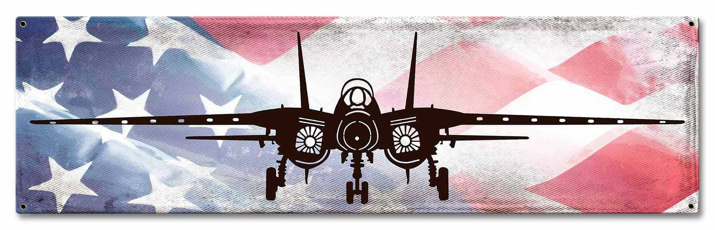 F14 Tomcat American Flag 24 x 7