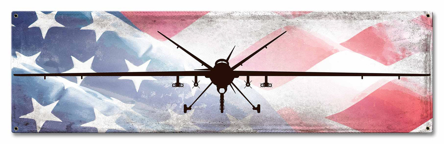 Planes Mq-9 Reaper American Flag 24 x 7