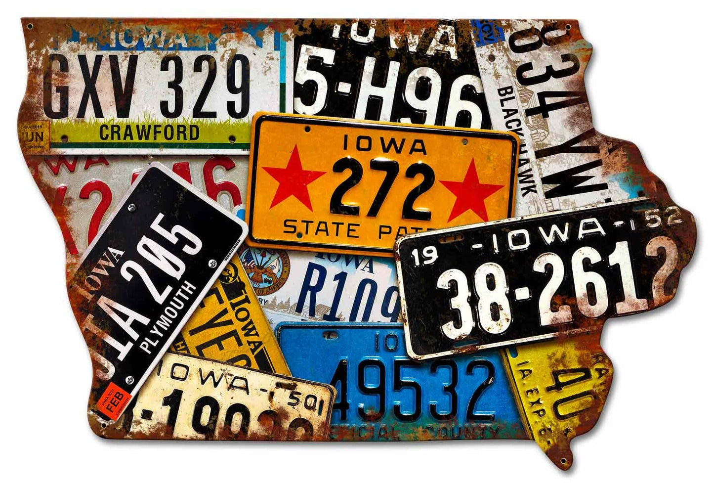 Iowa License Plates 24 x 16