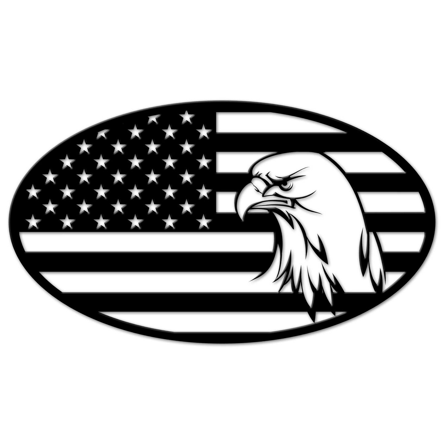 Flag Eagle Oval Silhouette 28 X 16