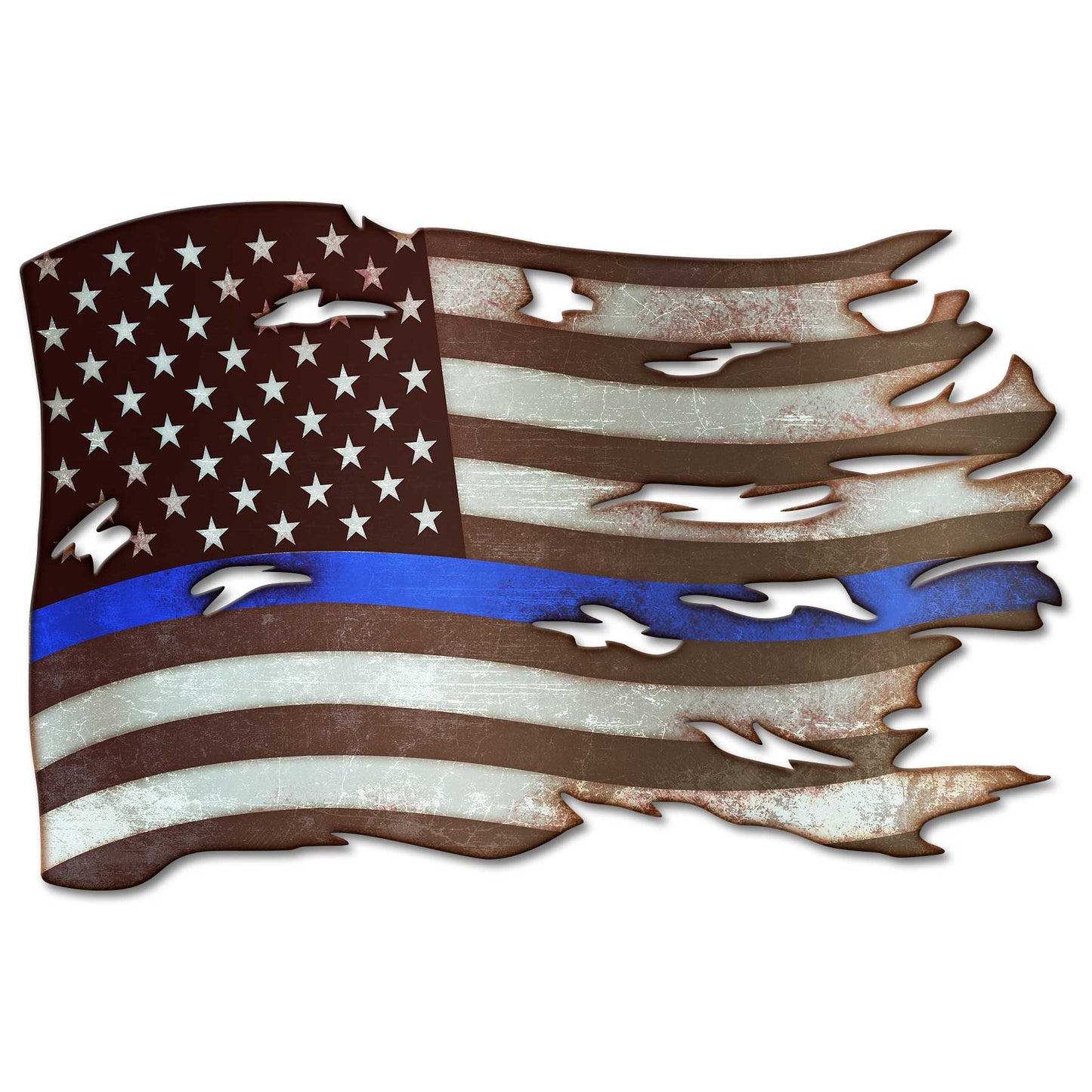 Blue Line Tattered Flag 24 x 16