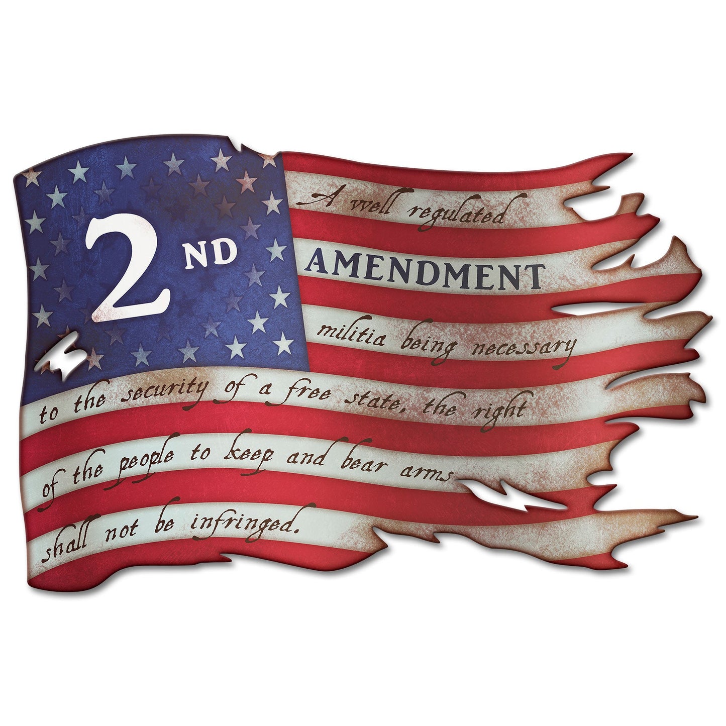 2Nd Amendment Tattered Flag 36 x 24
