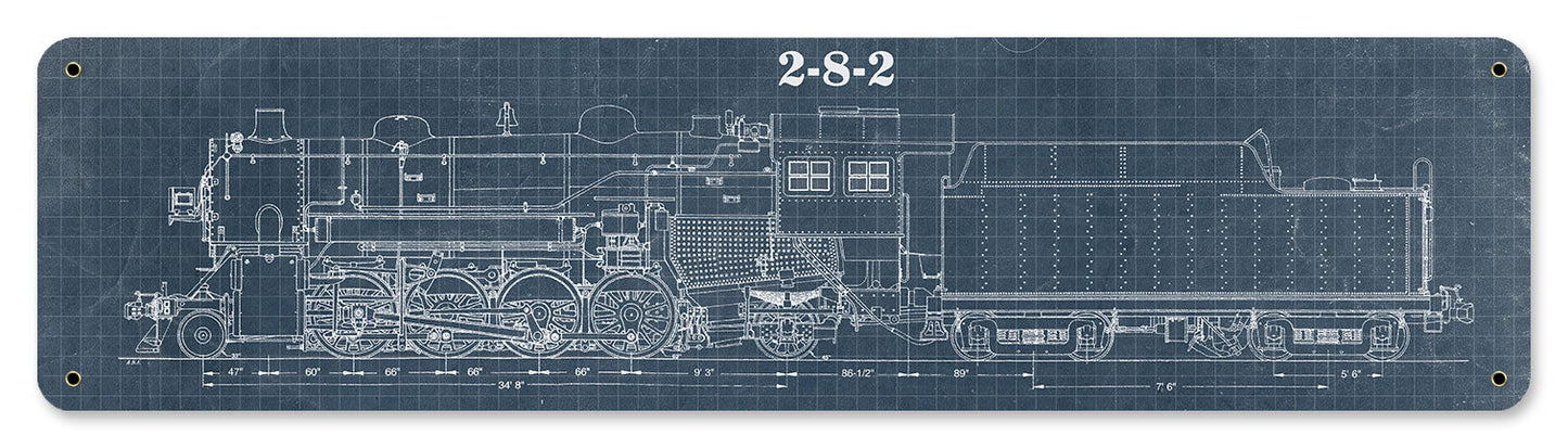 Train Blue Print 2-8-2 20 x 5