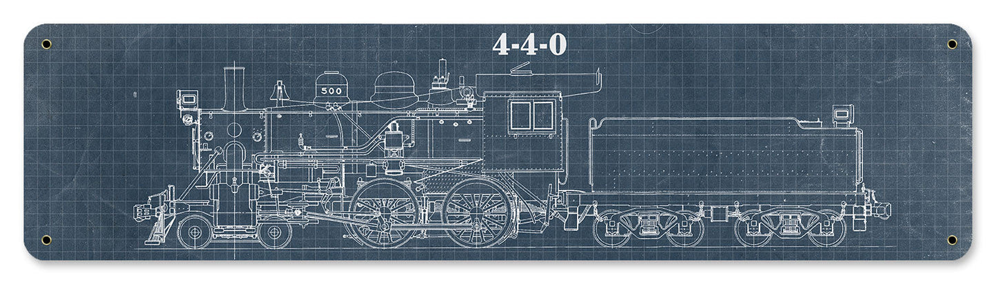 Train Blue Print 4-4-0 20 x 5