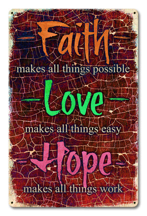 Faith Love Hope 12 x 18
