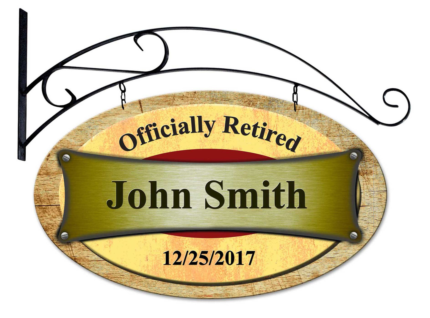 Retired Oval Rustic Personalized 24 x 14