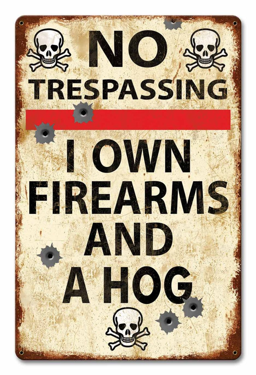 No Trespassing Hogs 12 x 18