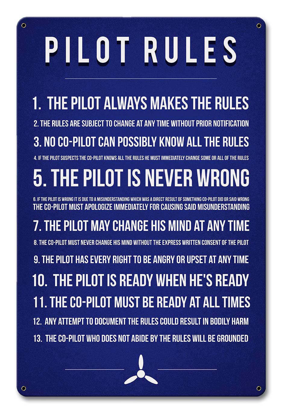 Pilot Rules 12 x 18