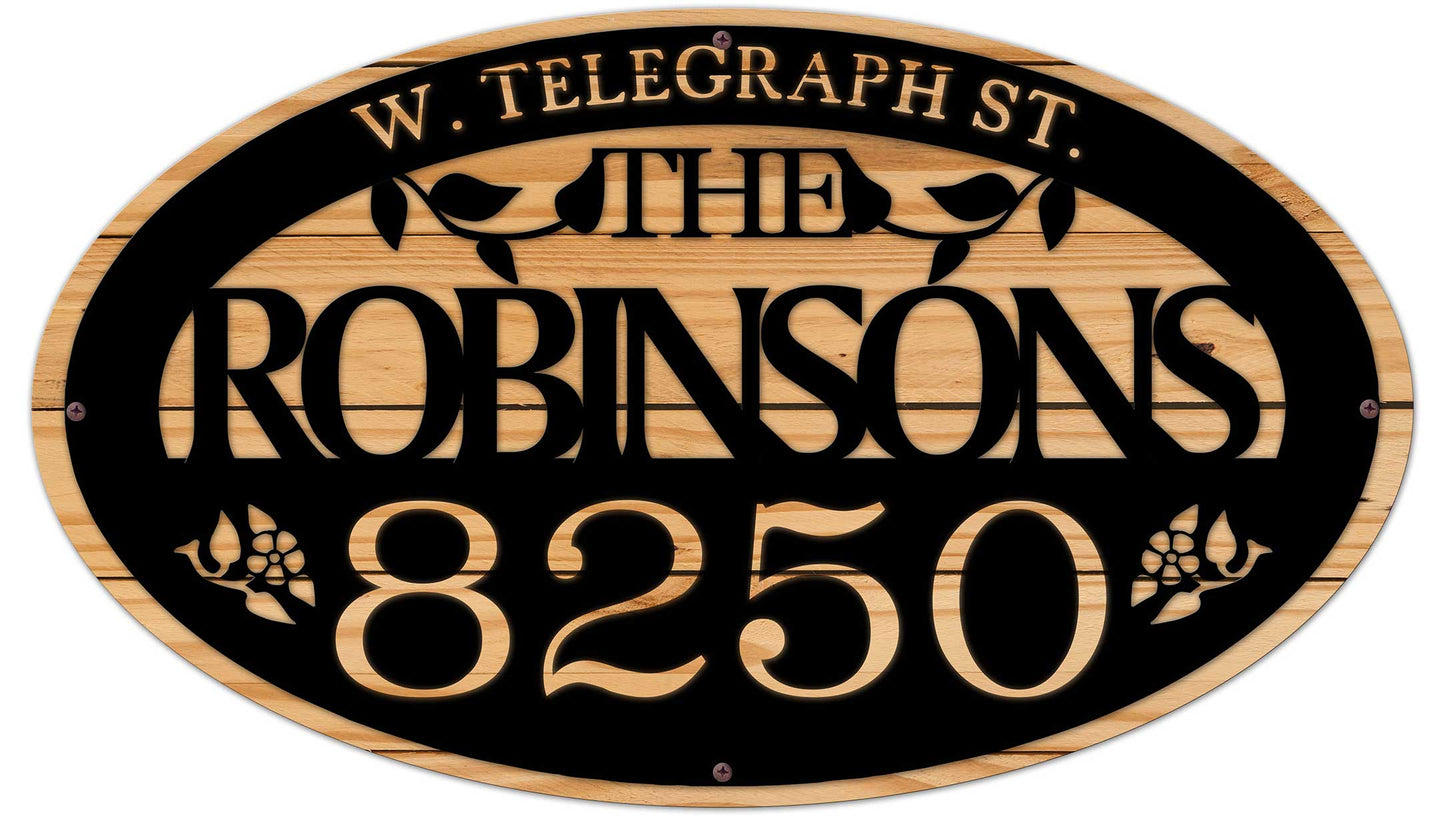 Family Name House Number Bottom Personalized 28 x 16