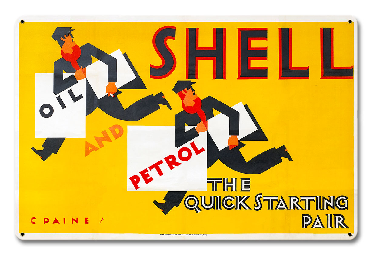 The Quick Starting Pair Shell Oil Two Men 18 X 12