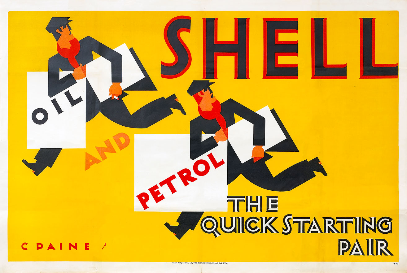 The Quick Starting Pair Shell Oil Two Men 36 X 24