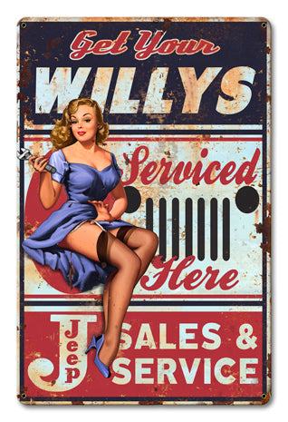 Willys Serviced Here 12 x 18