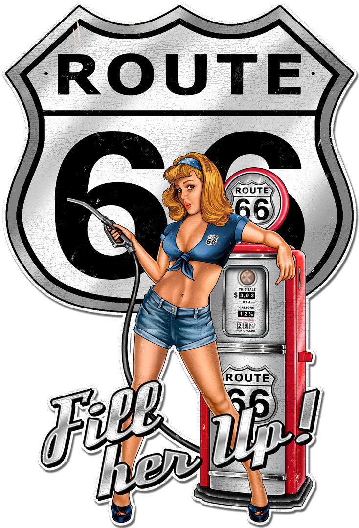 Rt66 Pin Up Fill Her Up 20 x 30
