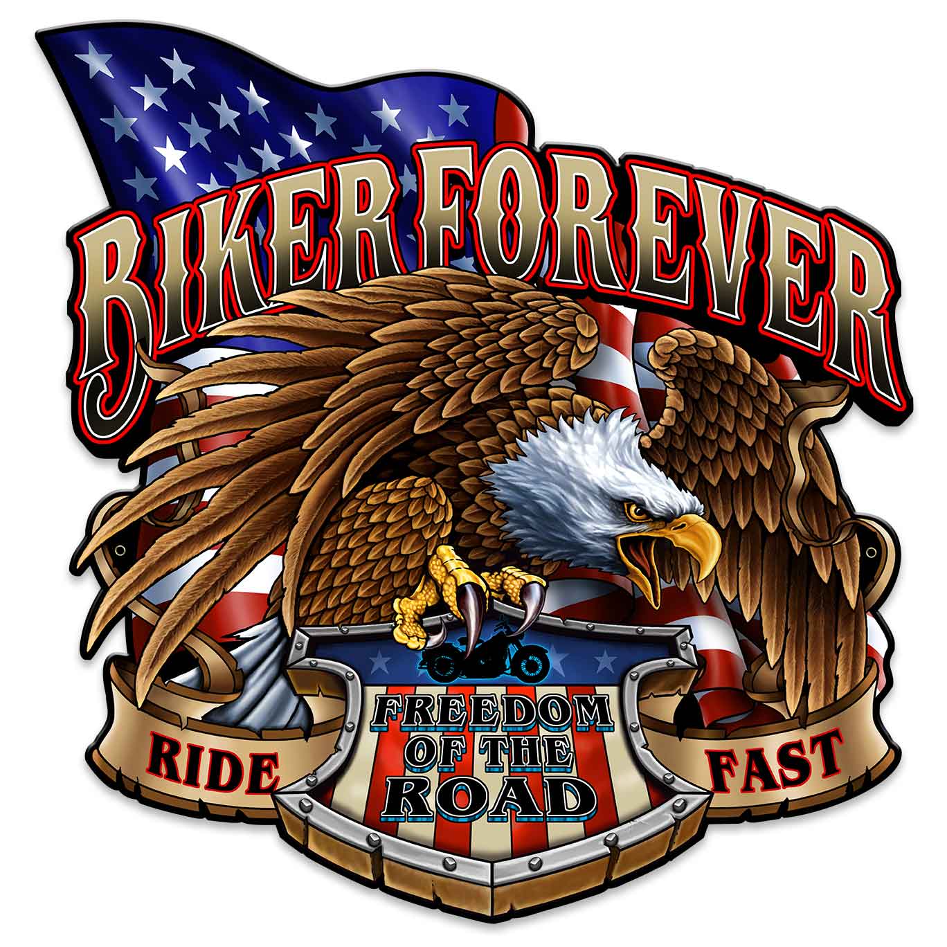 Biker Forever Eagle 18 x 18