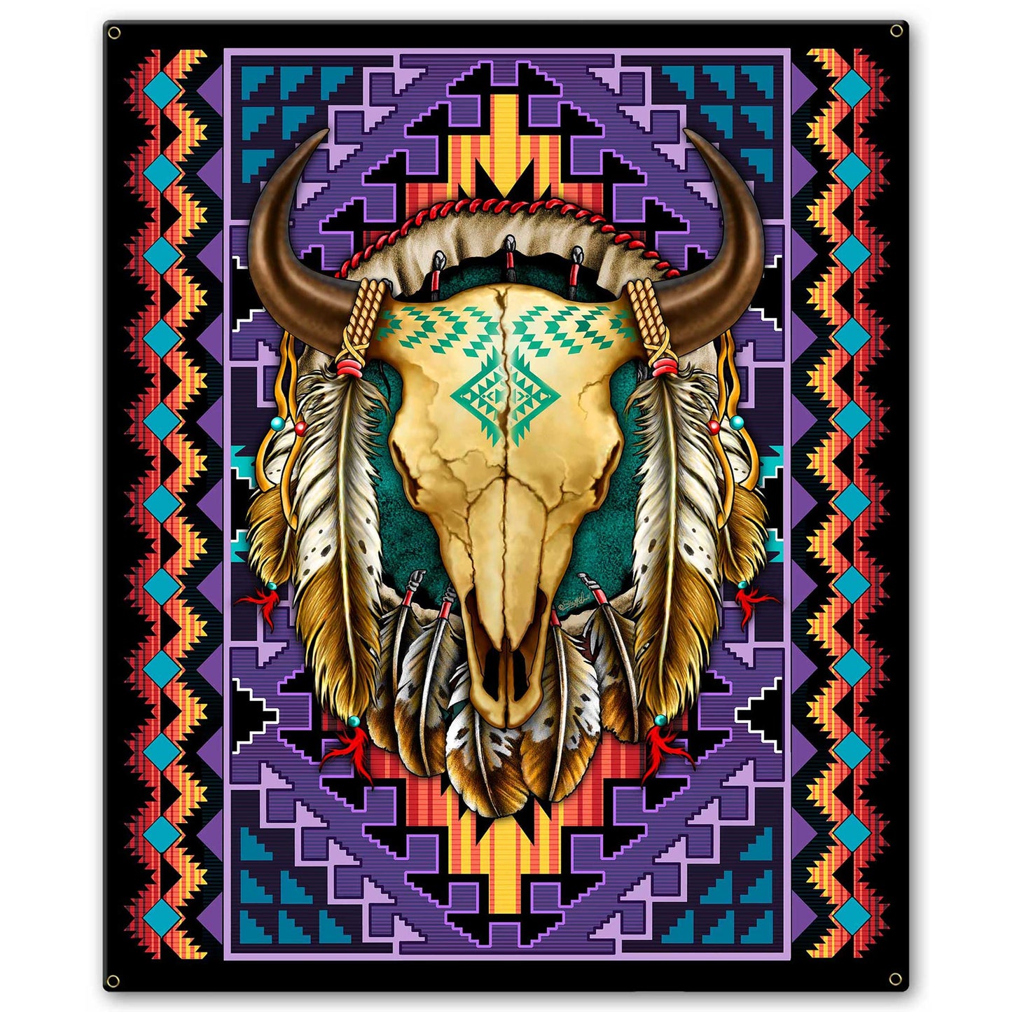 Buffalo Skull Blanket Look 20 x 24