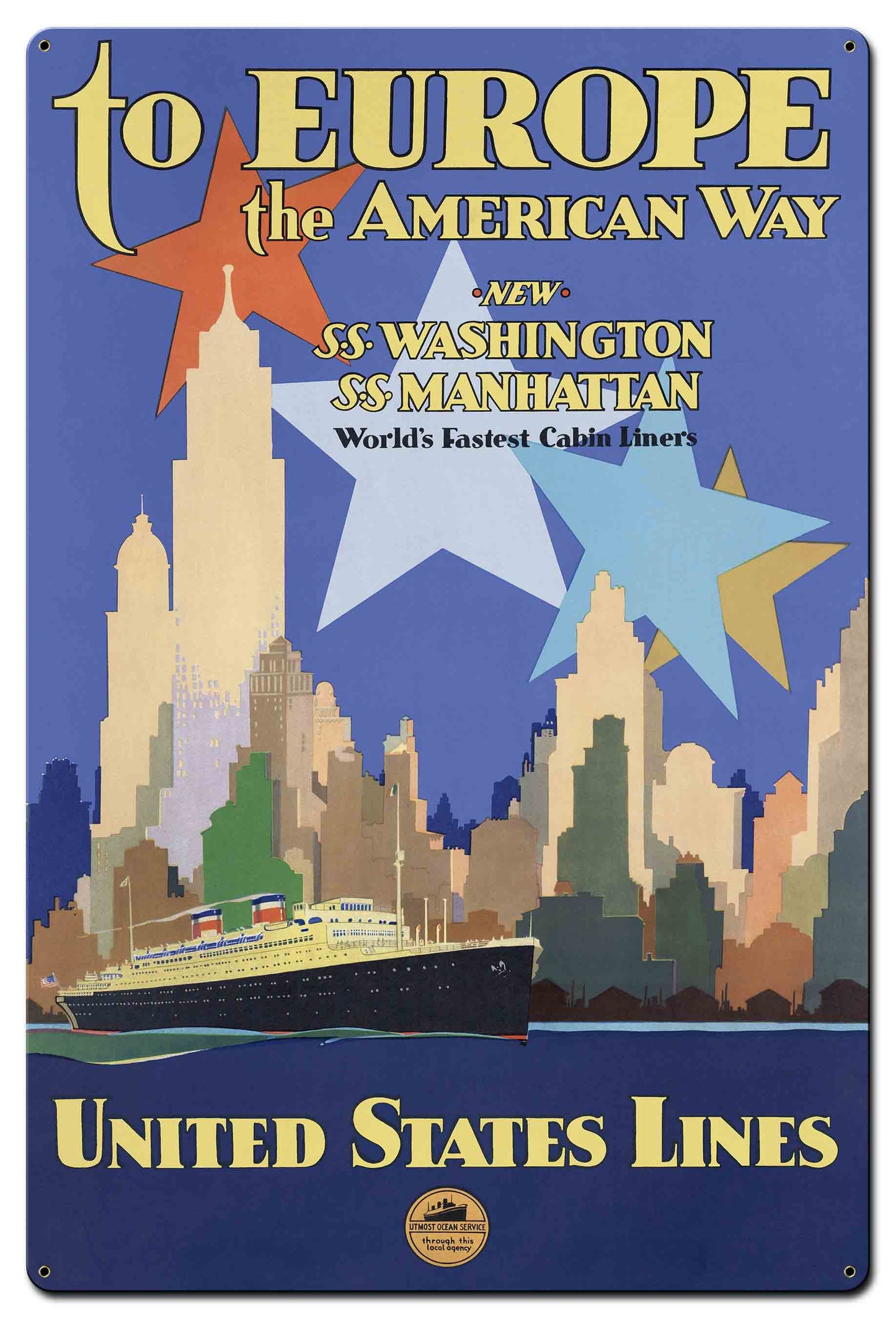 To Europe The American Way 24 x 36