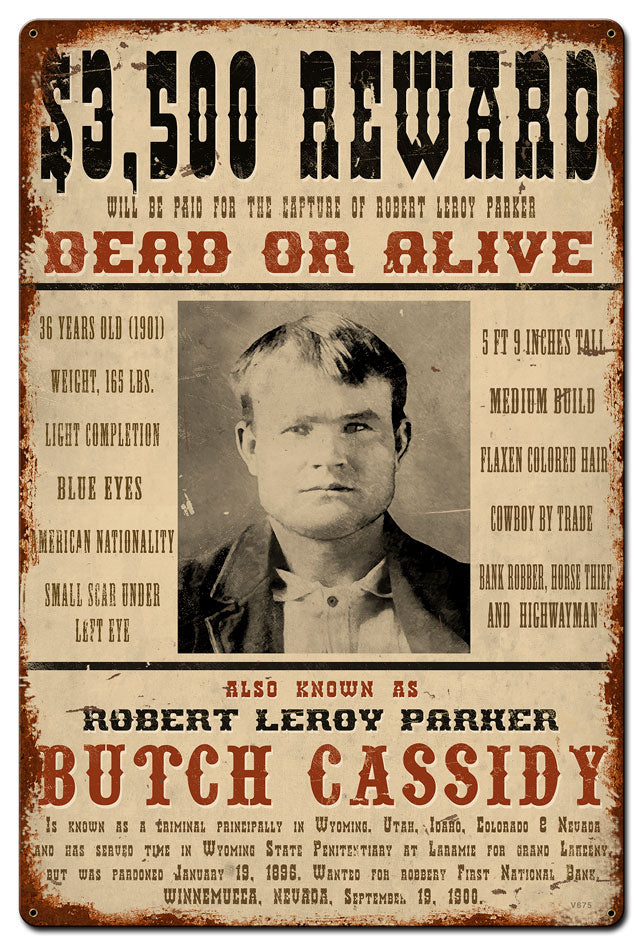 Wanted Butch Cassidy 24 x 36