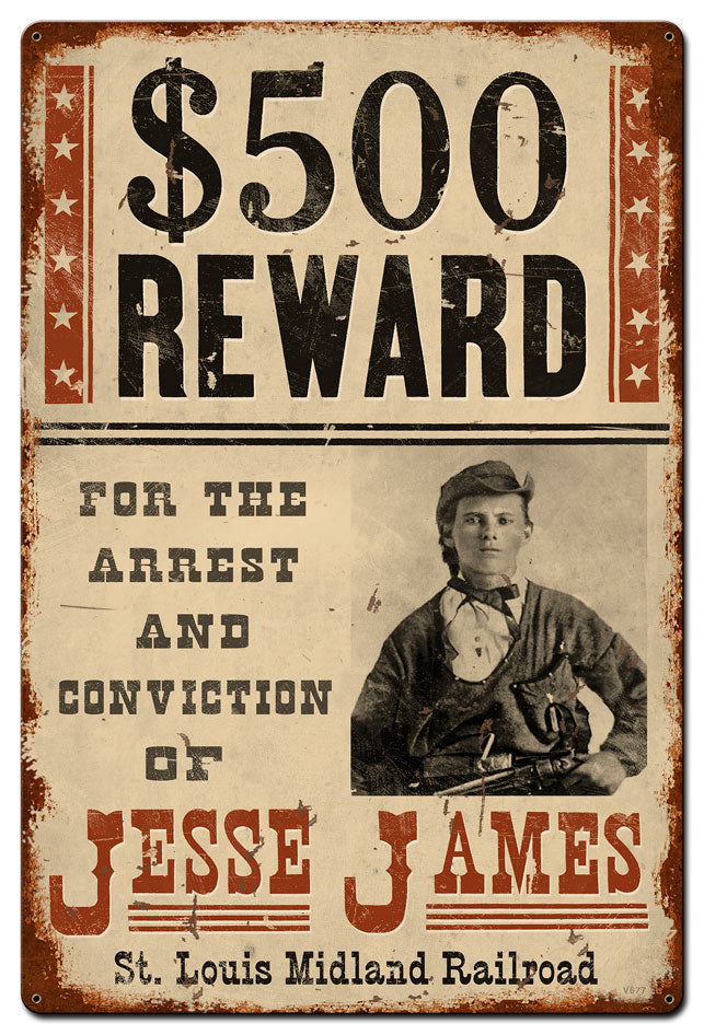 Wanted Jesse James 24 x 36