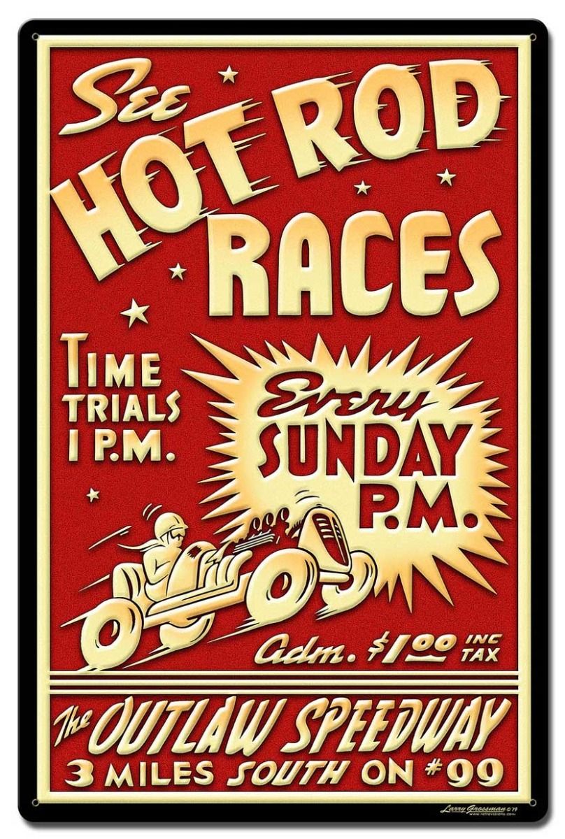 1950's Hot Rod Races 16x24