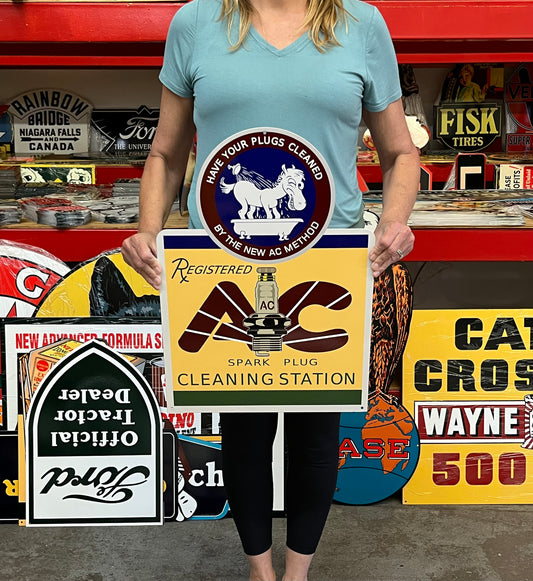 Spark Plug Station Vintage Style Metal Sign
