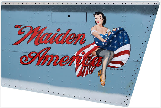 Maiden America Vintage Style Metal Sign 18 X 12