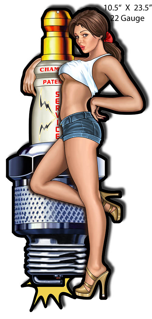 Champion Spark Plug Pin Up Girl 10.5×23.