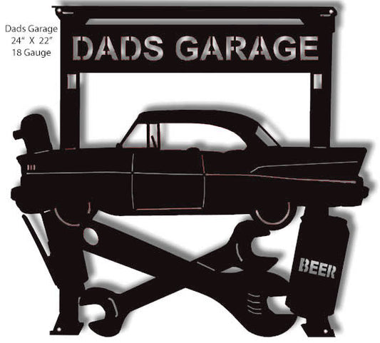 Dads Garage Silhouette Vintage Style Metal Sign 22 × 24