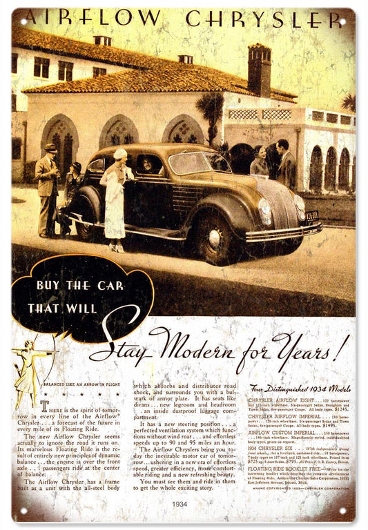 Chrysler Automobile Vintage Style Metal Sign 12 x 18