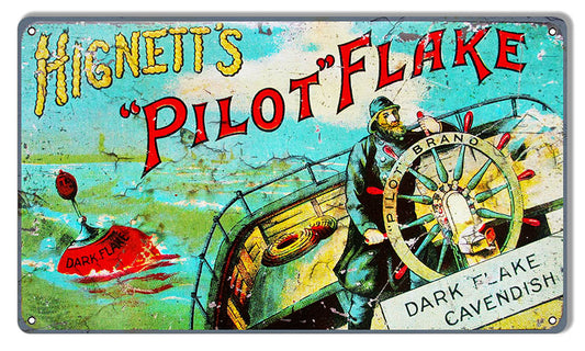 Hignetts Pilot Flake Vintage Style Metal Sign 8 × 14