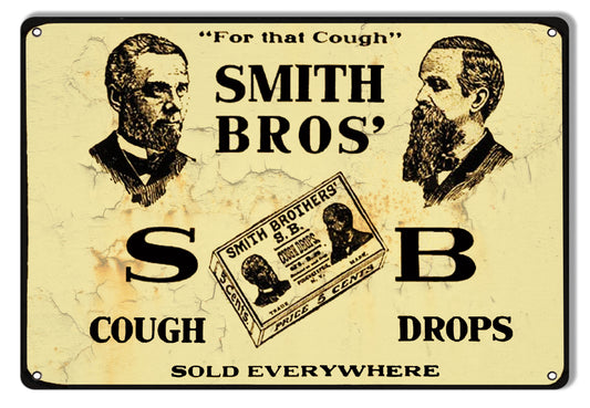 SB Cough Drops Vintage Style Metal Sign 9 × 12