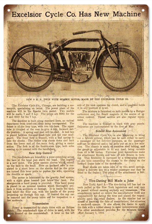Excelsior Cycle Co 12x18