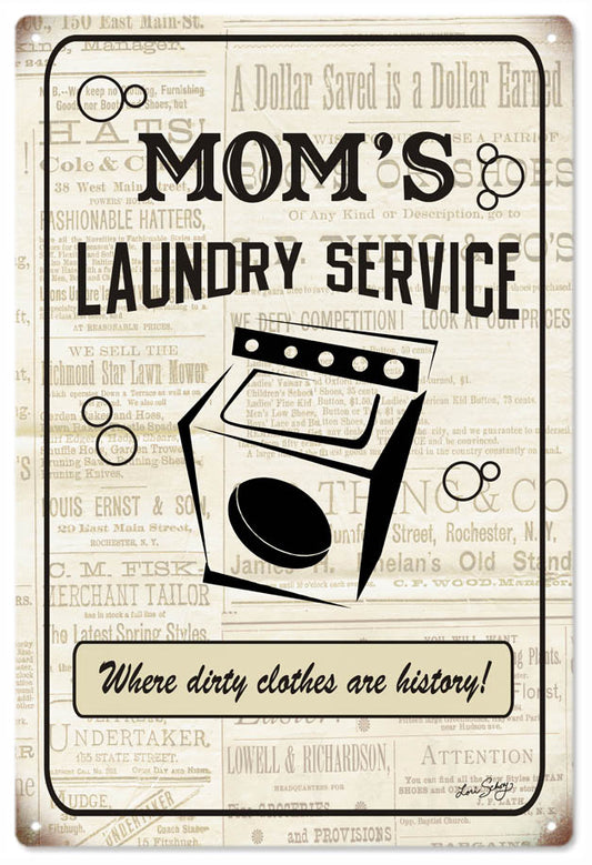 Moms Laundry Service Vintage Style Metal Sign 12 x 18