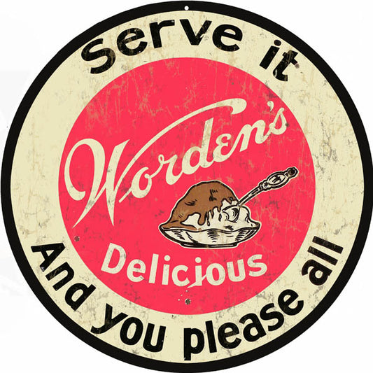 Serve It Wordens Delicious Ice Cream Vintage Style Metal Sign 14 x 14
