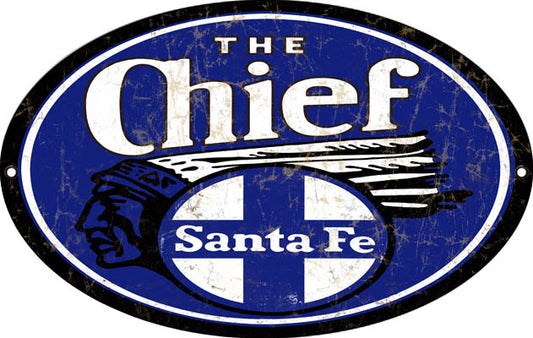 The Chief Blue Railroad Vintage Style Metal Sign 9 × 14