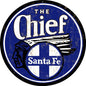 Blue Round Santa Fe The Chief Railroad 14x14