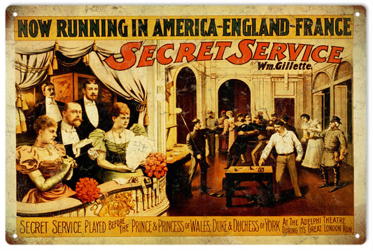 Theatre Now Playing Secret Service Vintage Style Metal Sign 12 x 18