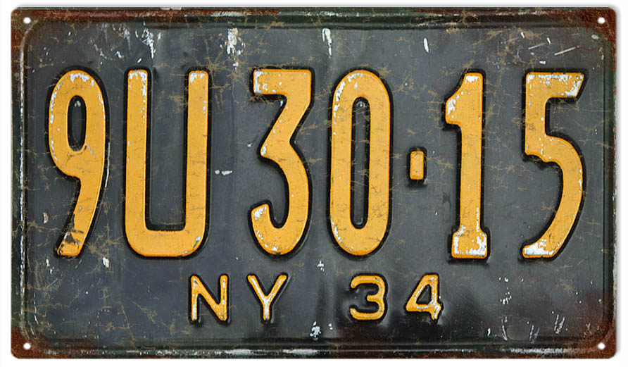 1934 NY License Plate 8×14