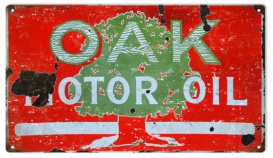 Oak Motor Oil Gas Station Vintage Style Metal Sign 8 × 14