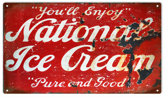 National Ice Cream Vintage Style Metal Sign 8 × 14