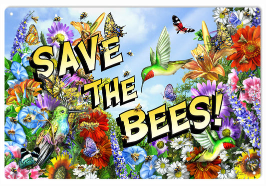 Save The Bees Vintage Style Metal Sign 12 x 18