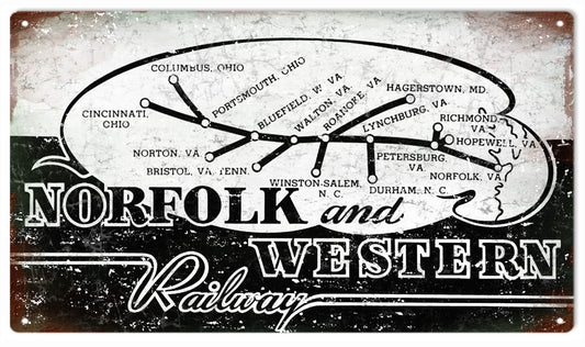 Norfolk And Western Railway Vintage Style Metal Sign 8 × 14