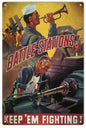 Battle Stations Keep Em Fighting Military 12x18