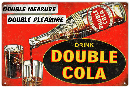 Measure Double Cola Advertising Vintage Style Metal Sign 12 x 18