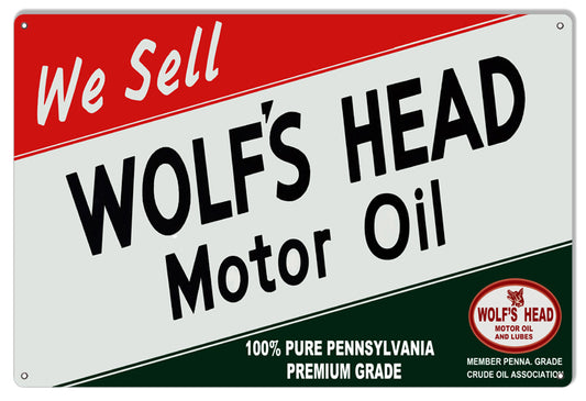 Wolfs Head Motor Oil Vintage Style Metal Sign 16 × 24