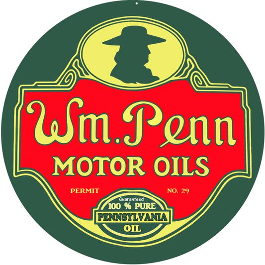 WM Penn Motor Oils Vintage Style Metal Sign 30 x 30