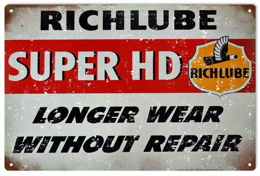 Rich Lube Repair Service Station Vintage Style Metal Sign 12 x 18
