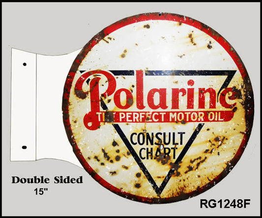 Polarine Motor Oil Flange Vintage Style Metal Sign 15 x 17