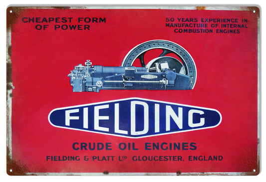 Fielding Crude Oil Vintage Style Metal Sign 12 × 18