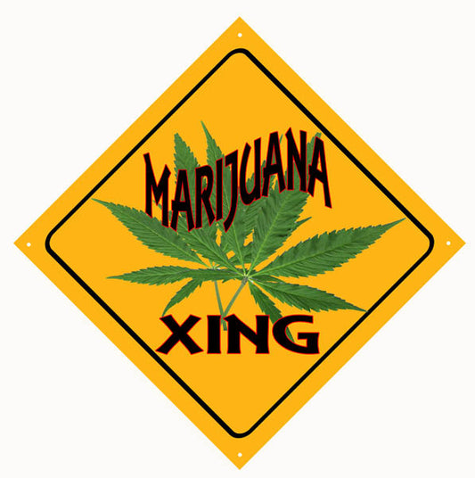 Marijuana Crossing Cannabis Vintage Style Metal Sign 12 × 12