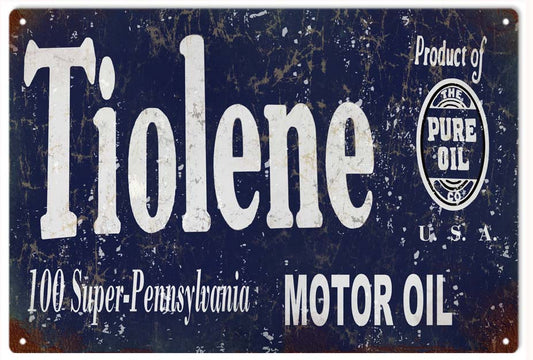 Tiolene Motor Oil Vintage Style Metal Sign 12 × 18